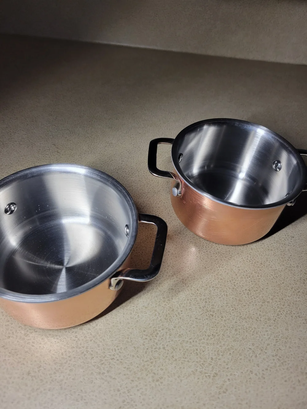 Unmarked 4inch Mini Copper Cocotte Pots-Set Of Two